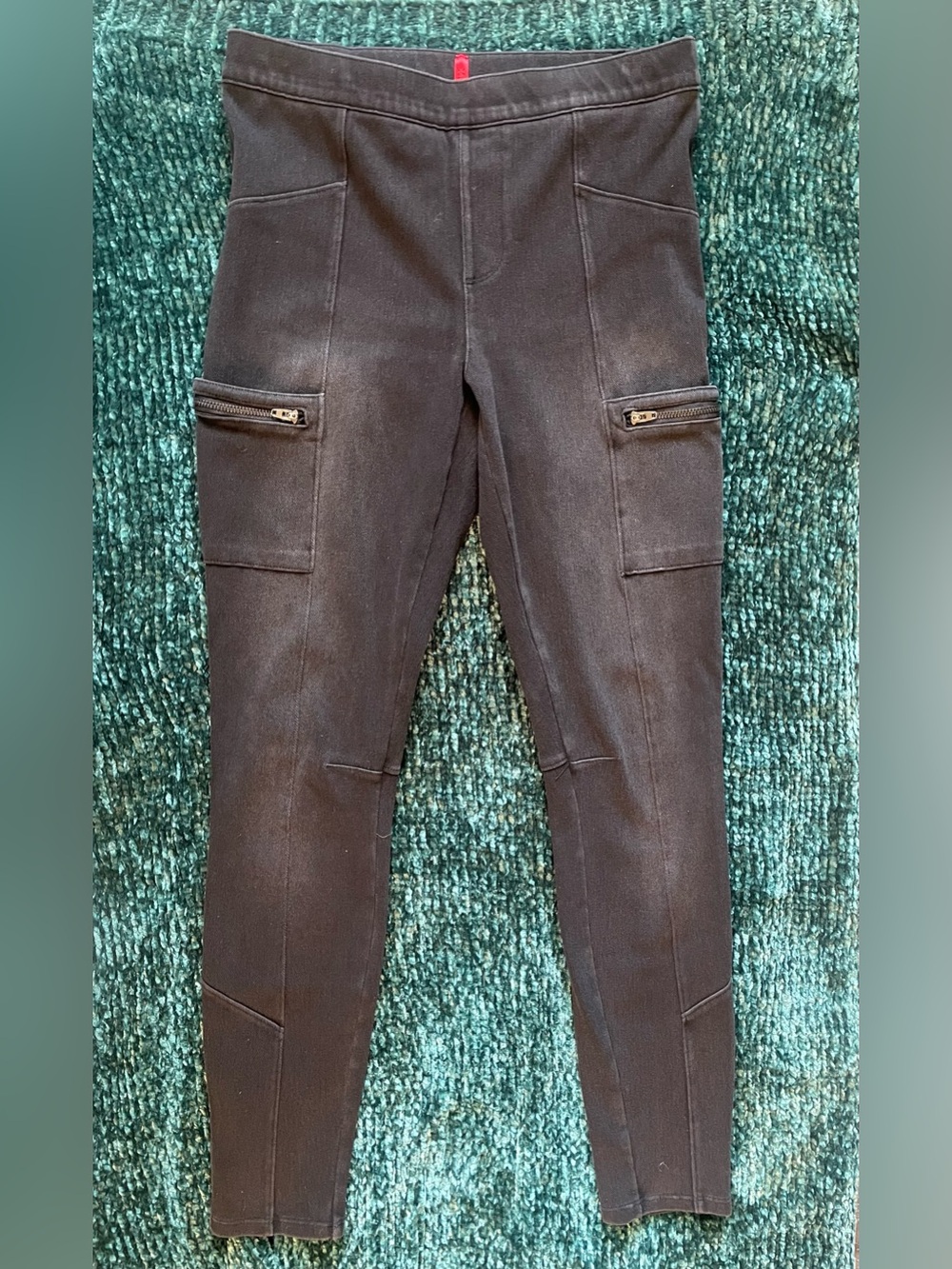 SPANX Cargo Moto Streetwise Black Pull On Jeggings Black Jeans Size M